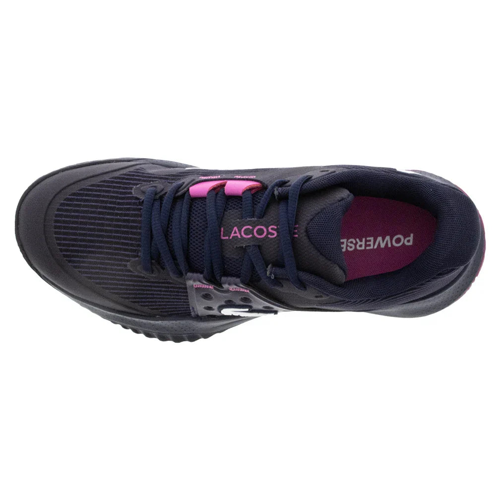 Women`s Power Serve Tennis Shoes Navy and Pink LACOSTE