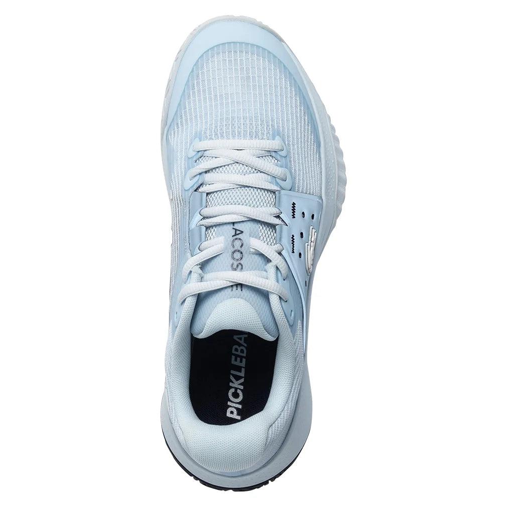 Women`s Power Serve Tennis Shoes Light Blue and Navy LACOSTE