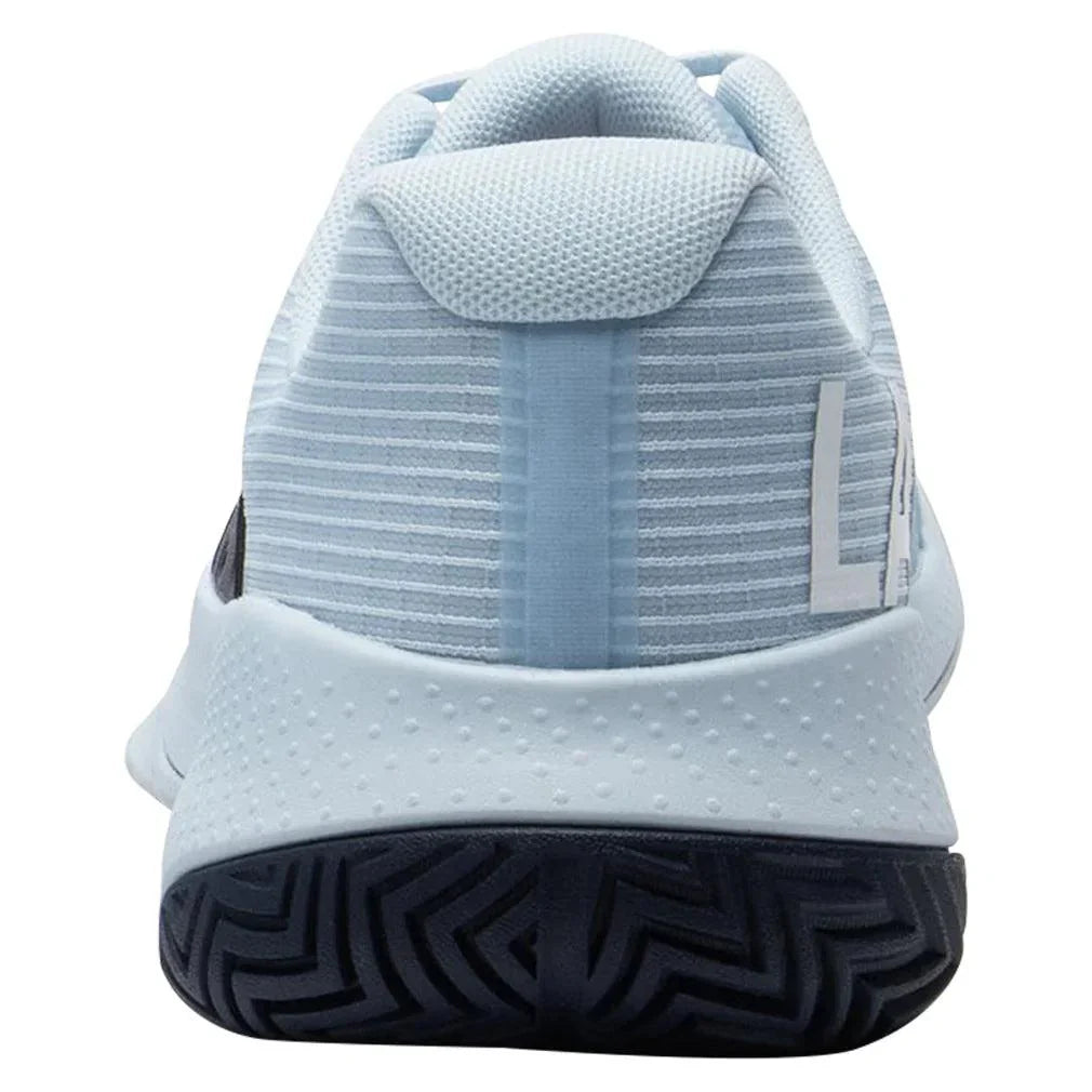 Women`s Power Serve Tennis Shoes Light Blue and Navy LACOSTE