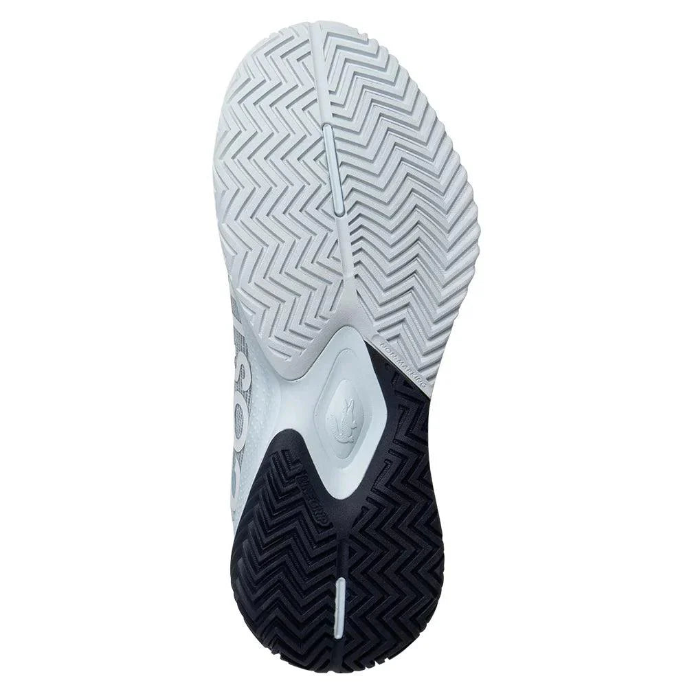 Women`s Power Serve Tennis Shoes Light Blue and Navy LACOSTE