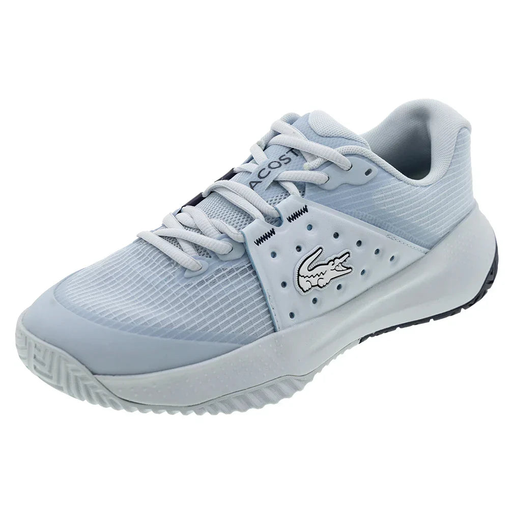 Women`s Power Serve Tennis Shoes Light Blue and Navy LACOSTE 5 Blue