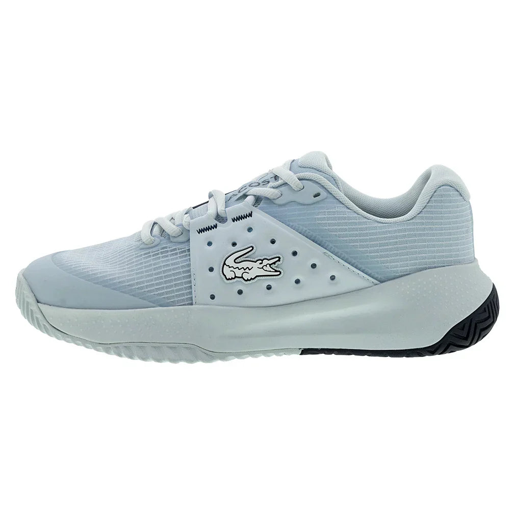 Women`s Power Serve Tennis Shoes Light Blue and Navy LACOSTE