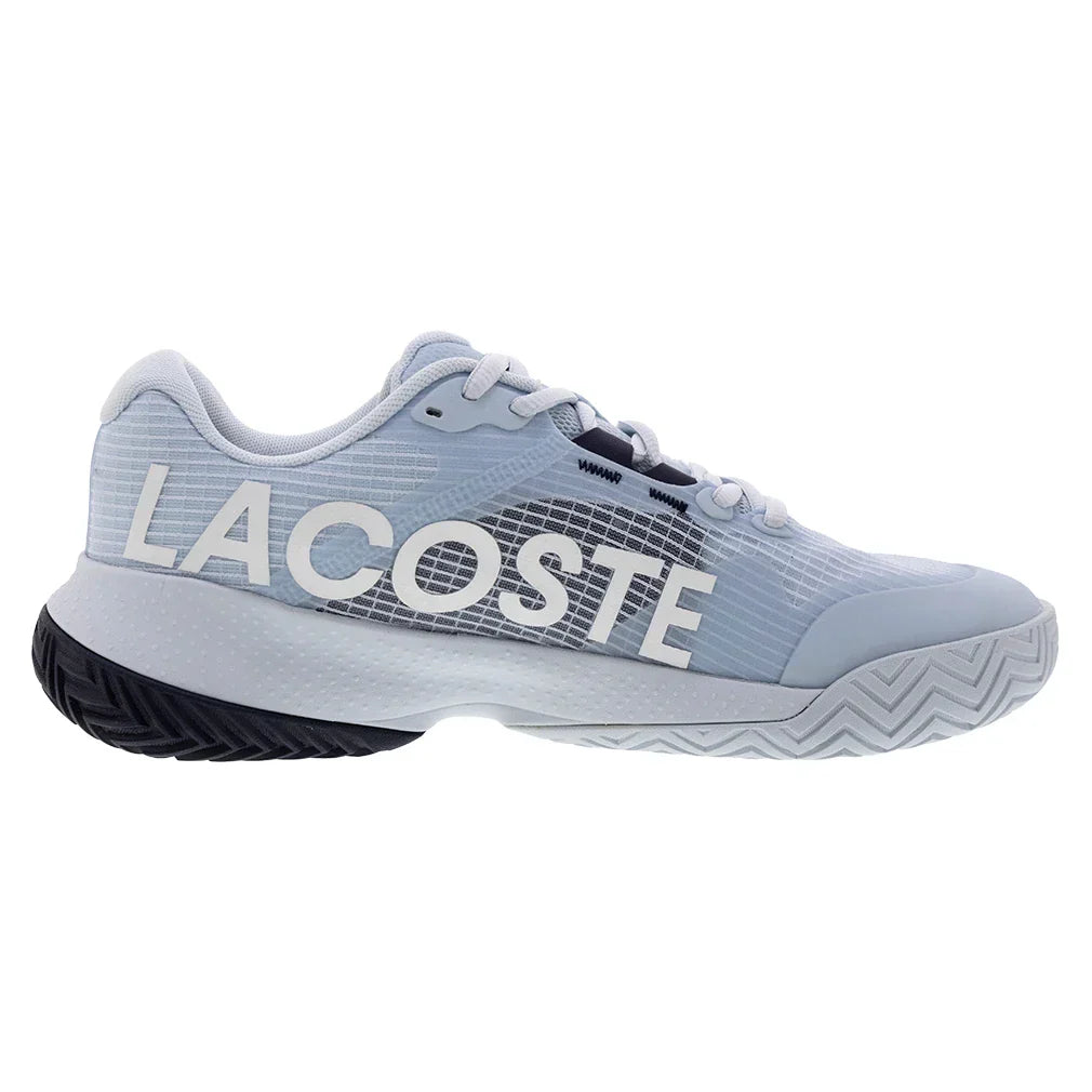 Women`s Power Serve Tennis Shoes Light Blue and Navy LACOSTE