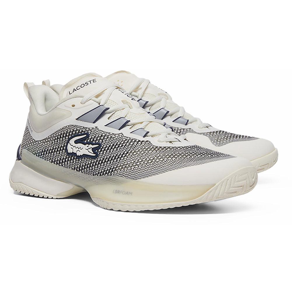 Men`s AG-LT23 Ultra Tennis Shoes Off White and Navy LACOSTE
