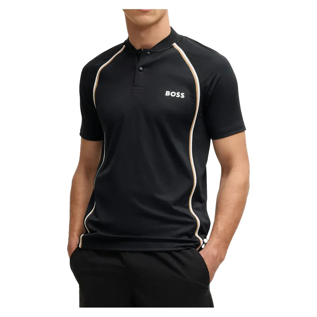 Men`s Pariq TOC Mesh Tennis Polo HUGO BOSS S BLACK