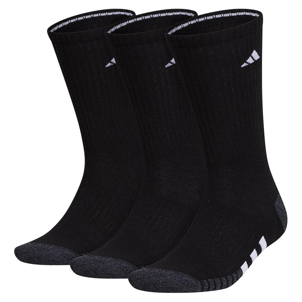Men`s Cushioned 3.0 3 Pack Crew Tennis Socks Black and White SOCKS ADIDAS Black L