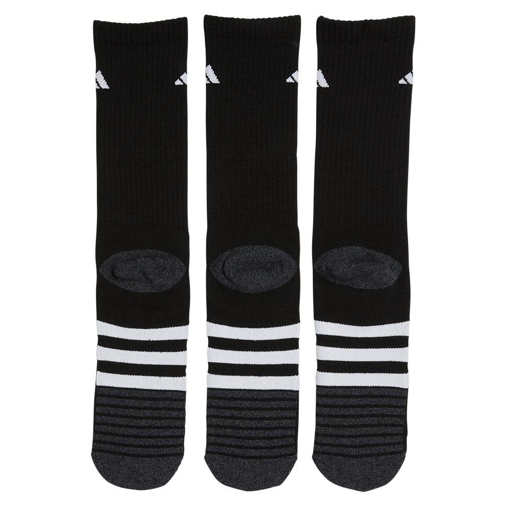 Men`s Cushioned 3.0 3 Pack Crew Tennis Socks Black and White SOCKS ADIDAS