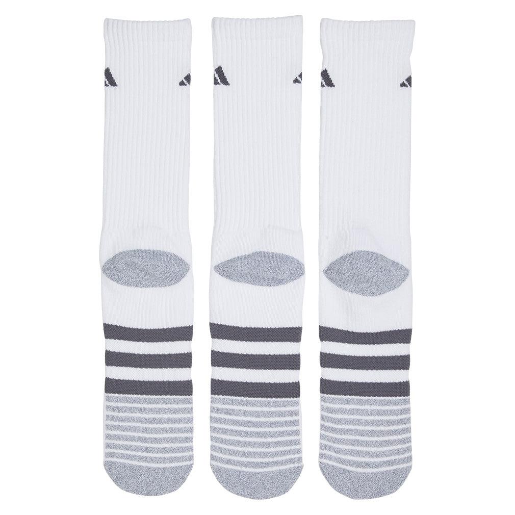 Men`s Cushioned 3.0 3 Pack Crew Tennis Socks White and Onix Grey SOCKS ADIDAS