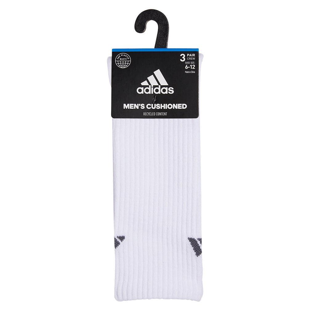 Men`s Cushioned 3.0 3 Pack Crew Tennis Socks White and Onix Grey SOCKS ADIDAS