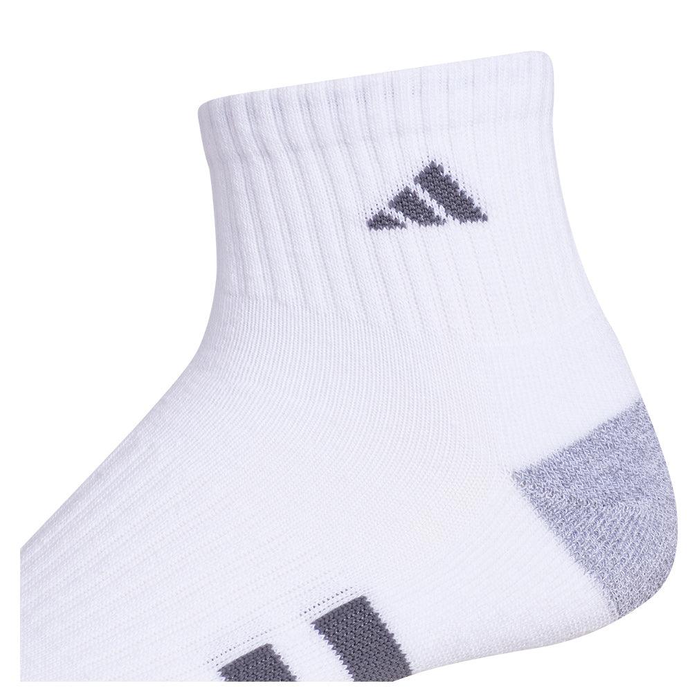 Men`s Cushioned 3.0 3 Pack Quarter Tennis Socks White and Onix Grey ADIDAS