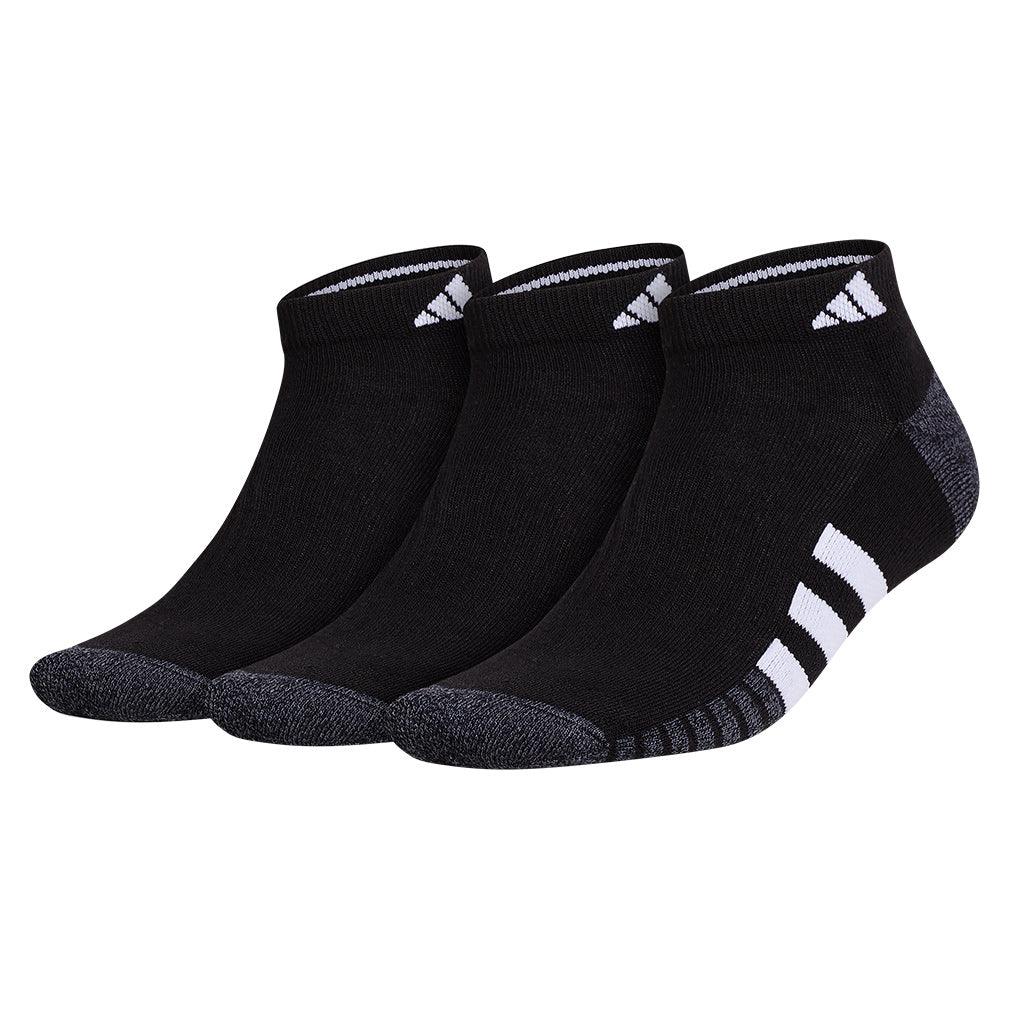 Men`s Cushioned 3.0 3 Pack Low Cut Tennis Socks Black and White SOCKS ADIDAS Black XL