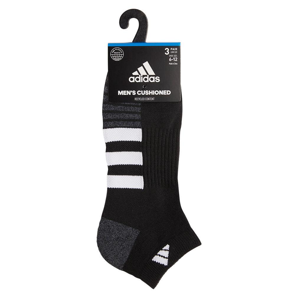 Men`s Cushioned 3.0 3 Pack Low Cut Tennis Socks Black and White SOCKS ADIDAS