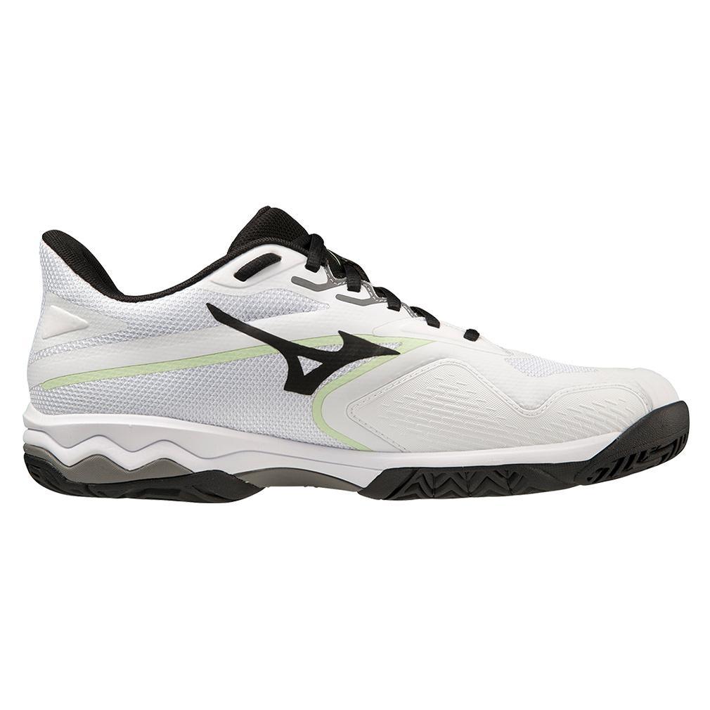 Men's Wave Exceed Light 2 AC Tennis Shoes White and Metallic Grey Top Tennis Shoes MIZUNO