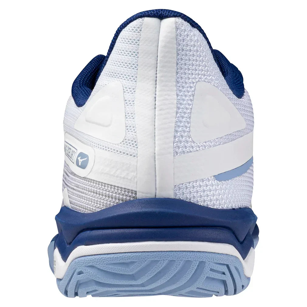 Women`s Wave Exceed Light 2 Tennis Shoes Bel Air Blue and White MIZUNO