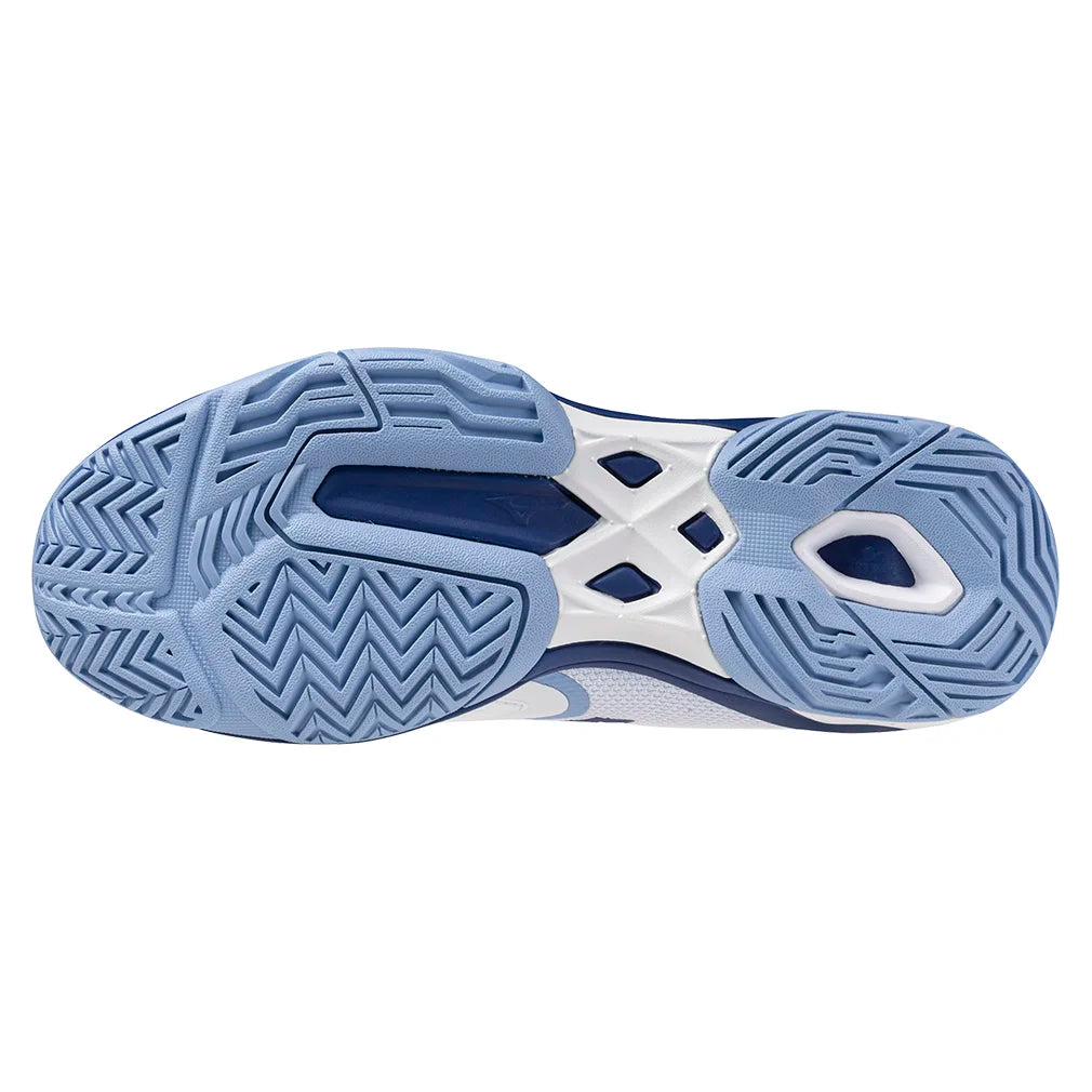 Women`s Wave Exceed Light 2 Tennis Shoes Bel Air Blue and White MIZUNO