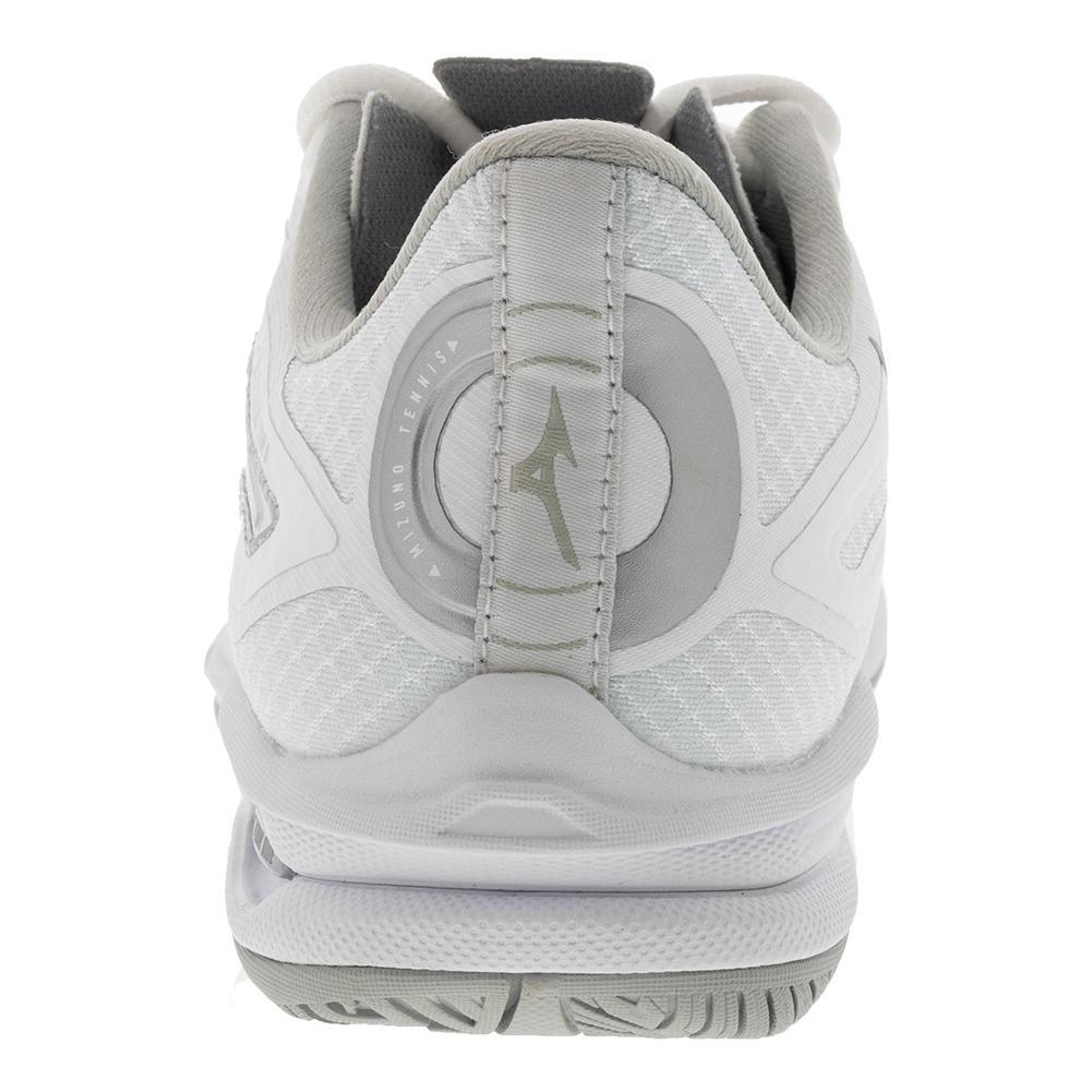 Women's Wave Exceed Tour 6 AC Tennis Shoes White and Silver Womens Shoes MIZUNO