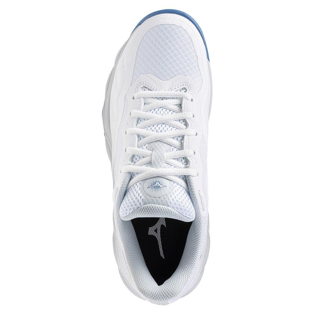Womens Wave Enforce Court AC Tennis Shoes White and Parisian Blue WOMENS SHOES MIZUNO