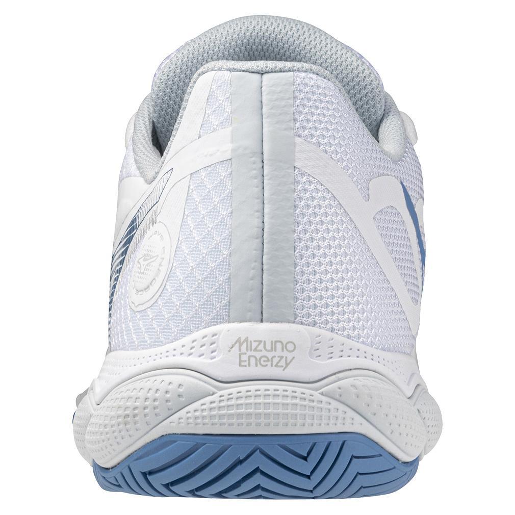 Womens Wave Enforce Court AC Tennis Shoes White and Parisian Blue WOMENS SHOES MIZUNO