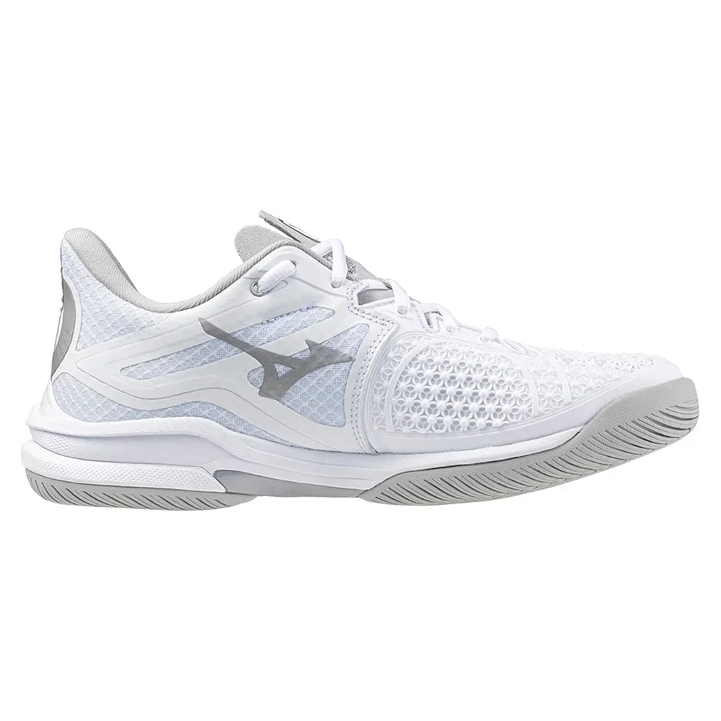 Womens Wave Exceed Tour 6 Clay Tennis Shoes White and Silver Womens Shoes MIZUNO