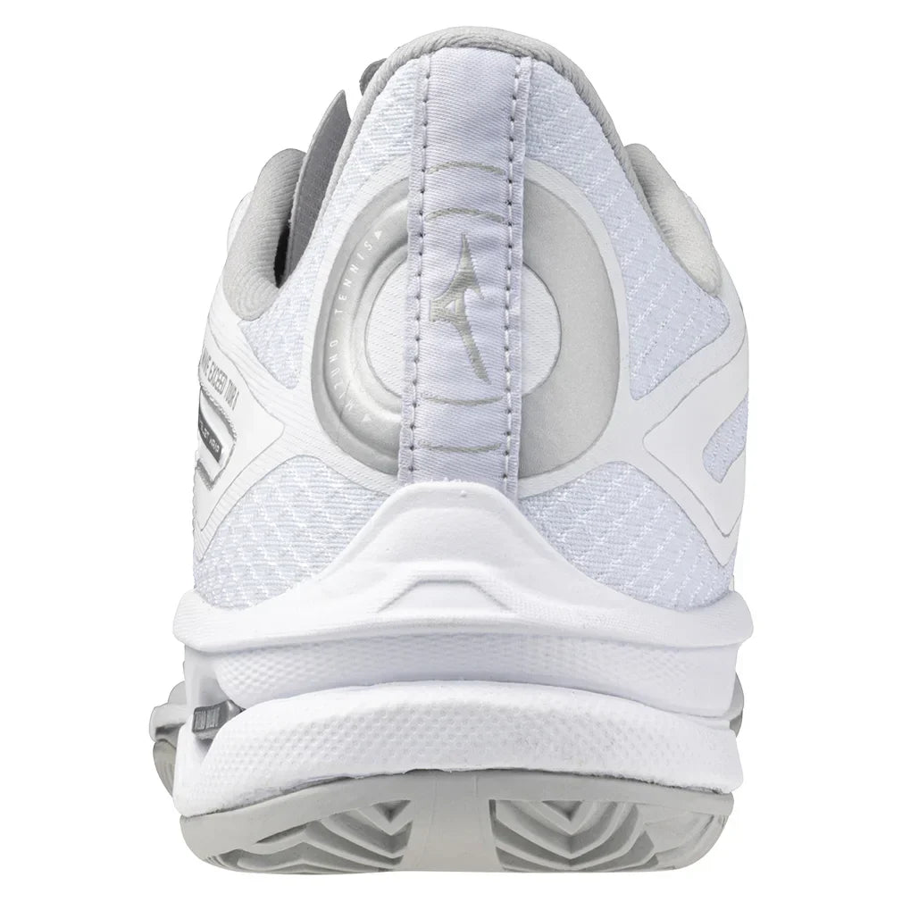 Womens Wave Exceed Tour 6 Clay Tennis Shoes White and Silver Womens Shoes MIZUNO