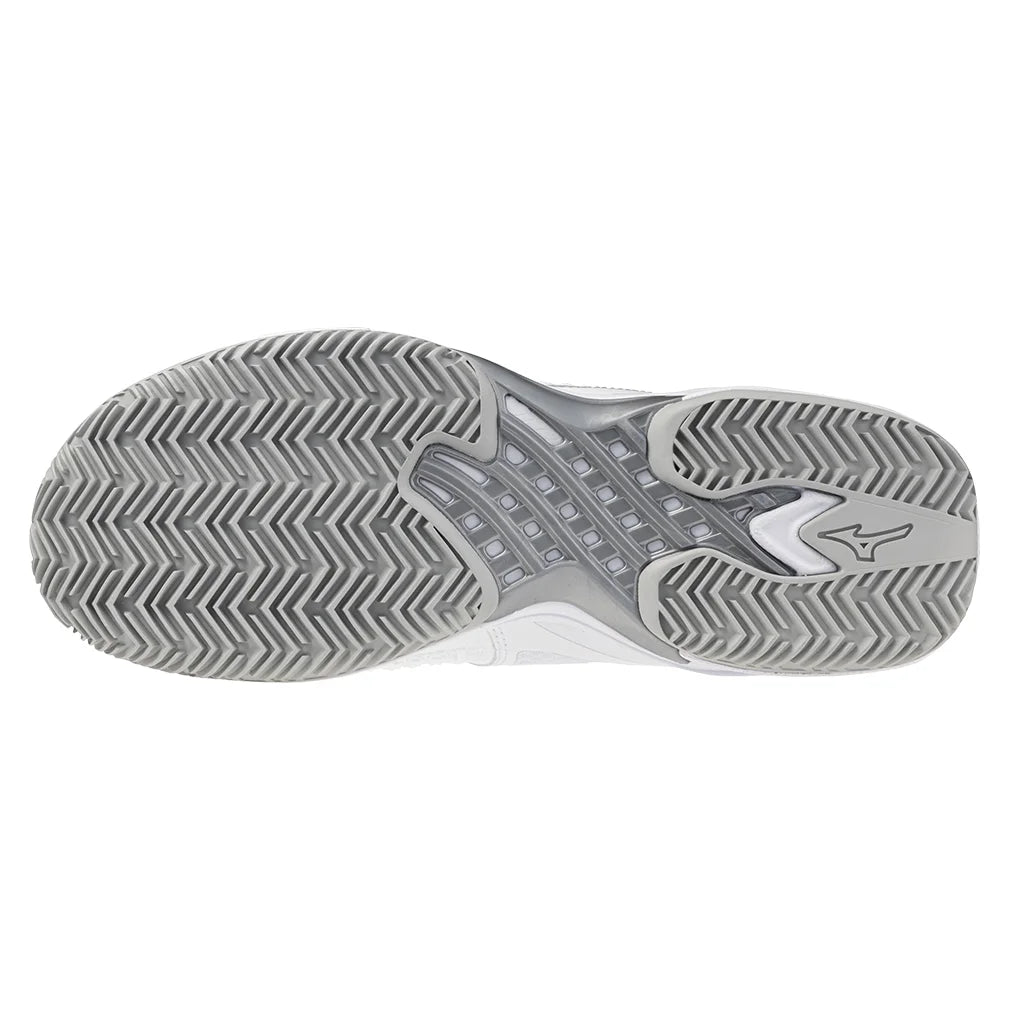 Womens Wave Exceed Tour 6 Clay Tennis Shoes White and Silver Womens Shoes MIZUNO