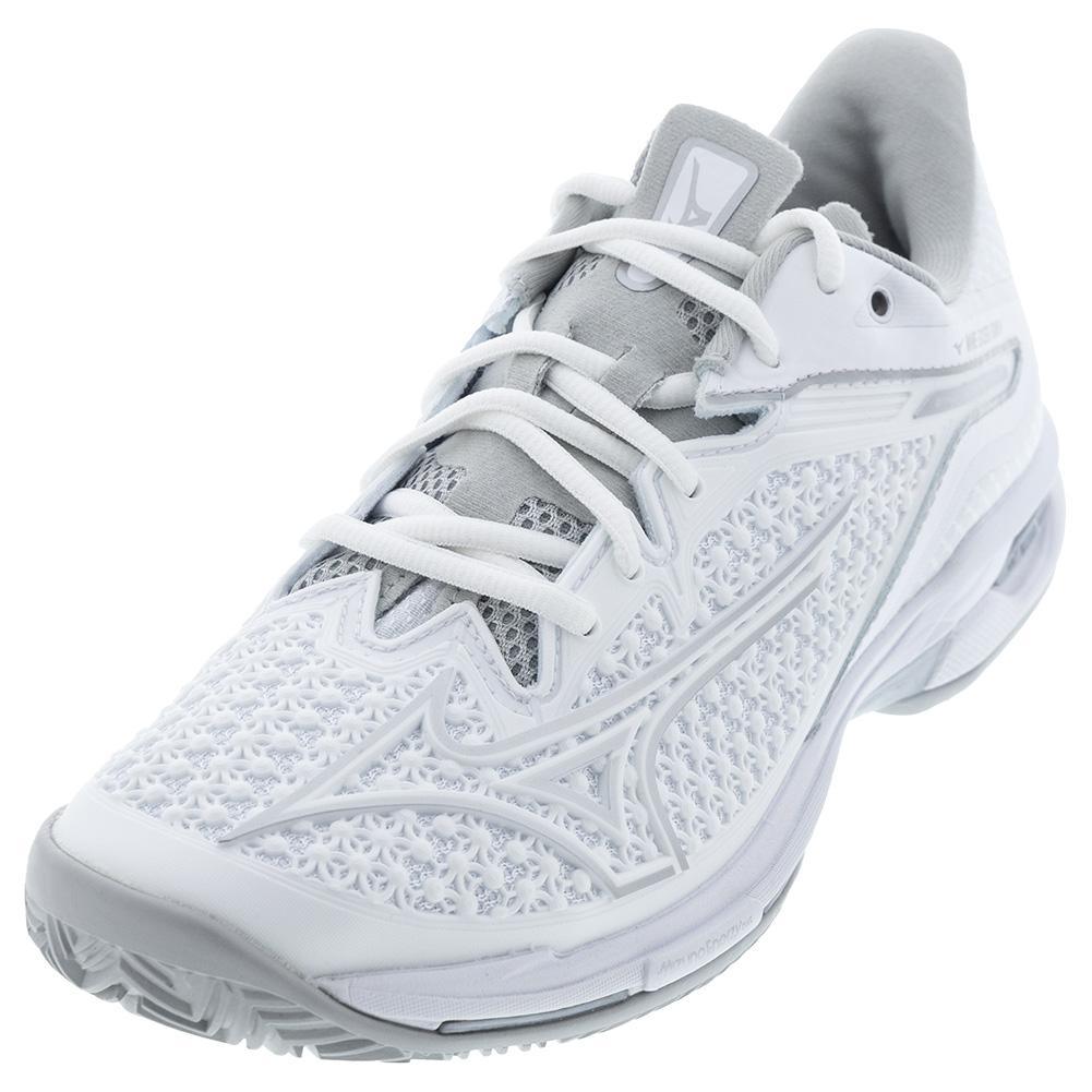 Womens Wave Exceed Tour 6 Clay Tennis Shoes White and Silver Womens Shoes MIZUNO 6.5