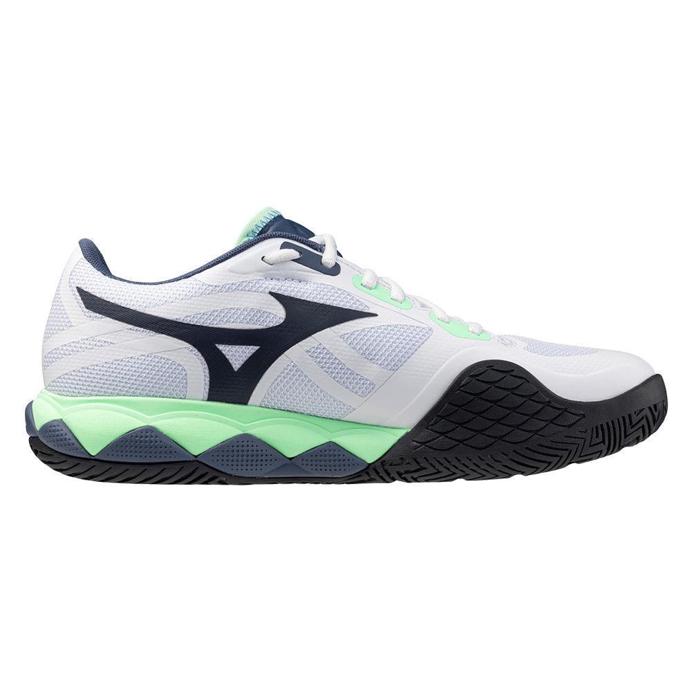 Men`s Wave Enforce Tour 2 Tennis Shoes White and Neo Mint MIZUNO