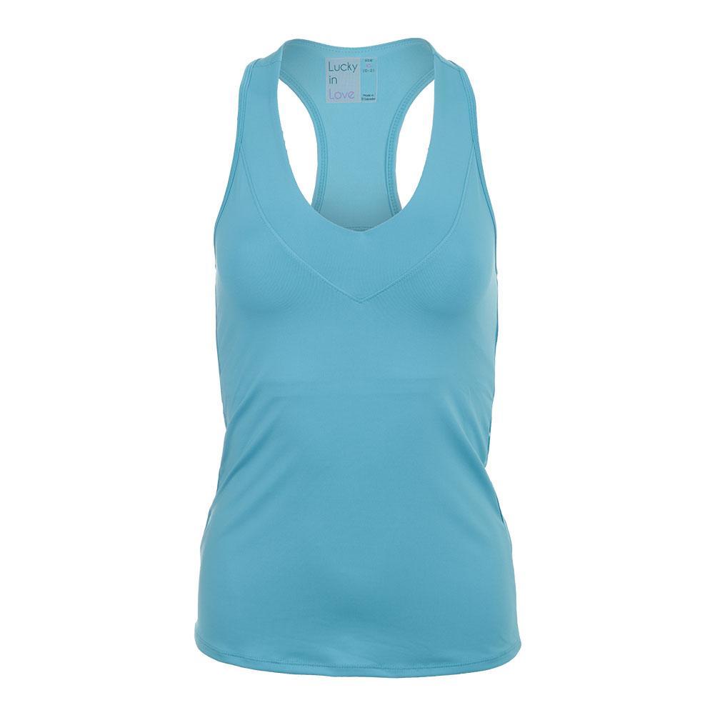 Women`s V-Neck Tennis Tank with Bra WOMENS APPAREL LUCKY IN LOVE Blue XS