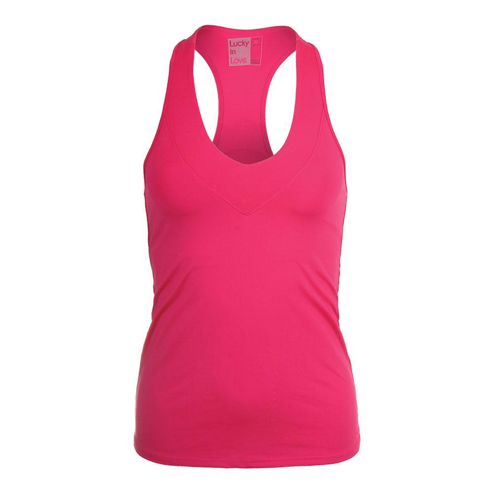 Women`s V-Neck Tennis Tank with Bra WOMENS APPAREL LUCKY IN LOVE Pink XS