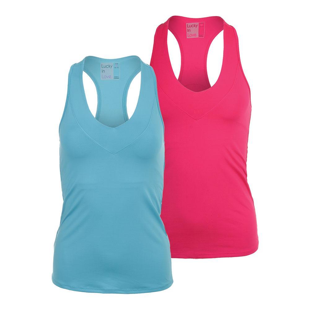 Women`s V-Neck Tennis Tank with Bra WOMENS APPAREL LUCKY IN LOVE