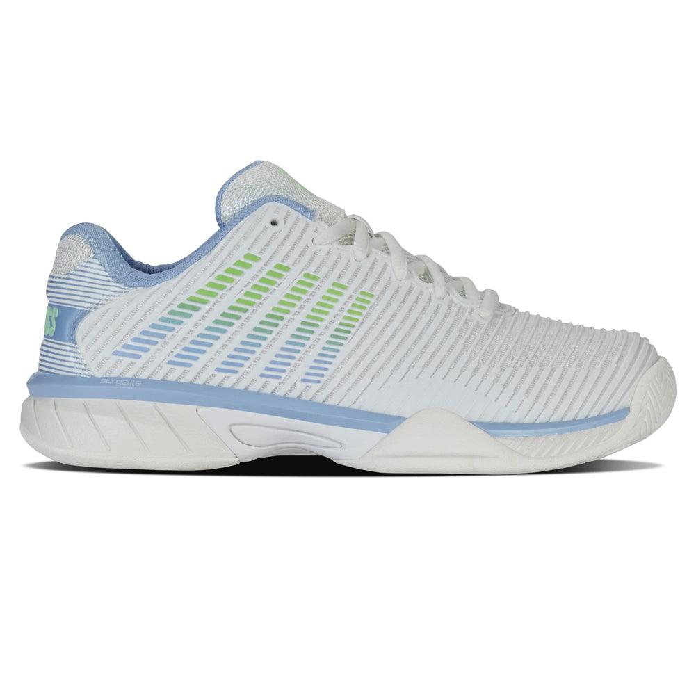 Juniors` Hypercourt Express 2 Tennis Shoes Lucent White and Dutch Canal K-SWISS