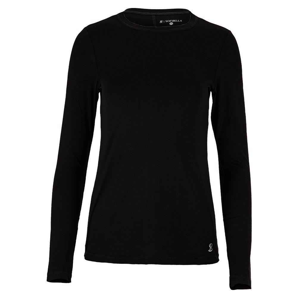 Women's UV Long Sleeve Tennis Top Womens Apparel SOFIBELLA Black XS