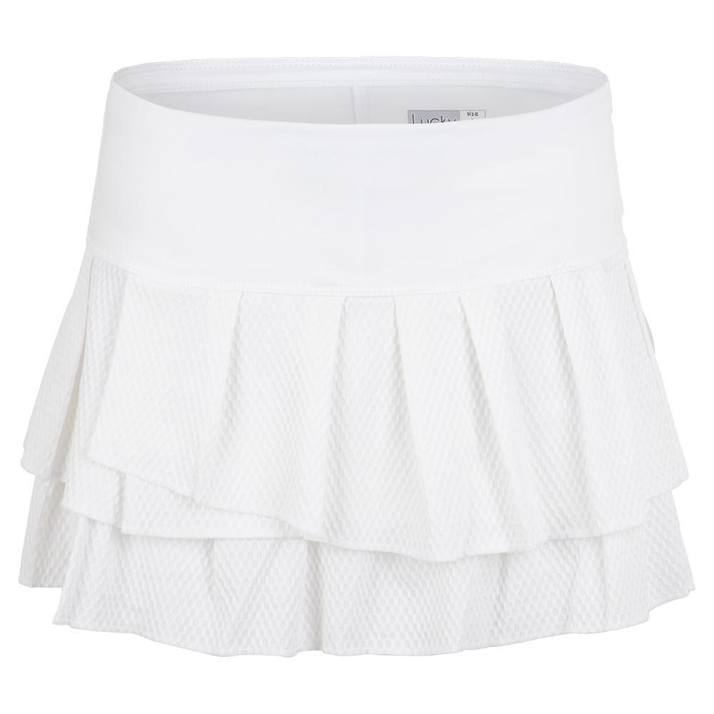 Women's Wavy Pleat Tier Tennis Skort Womens Apparel LUCKY IN LOVE Black M