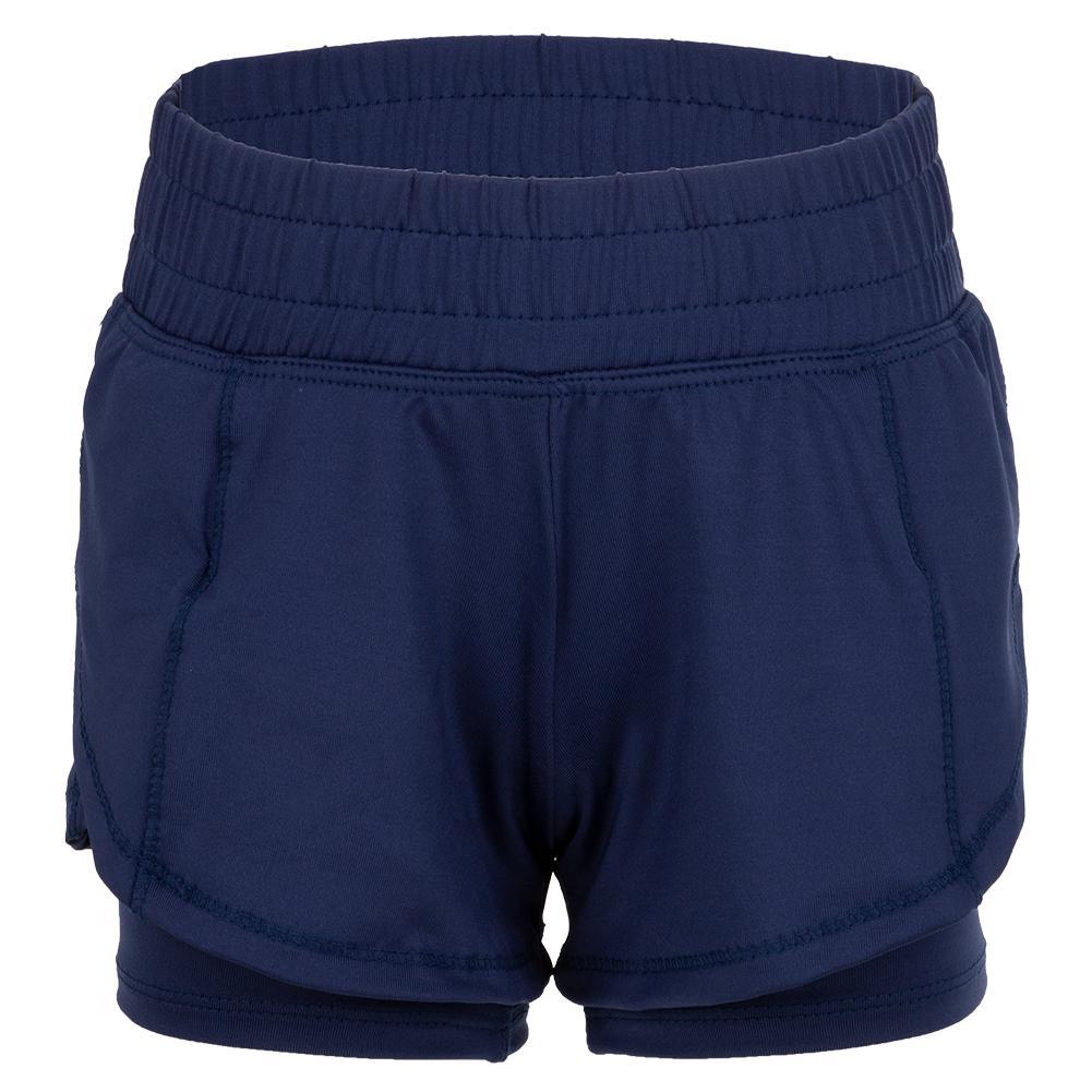 Girls' Match Point Tennis Short Girls Apparel LUCKY IN LOVE Blue 2XS