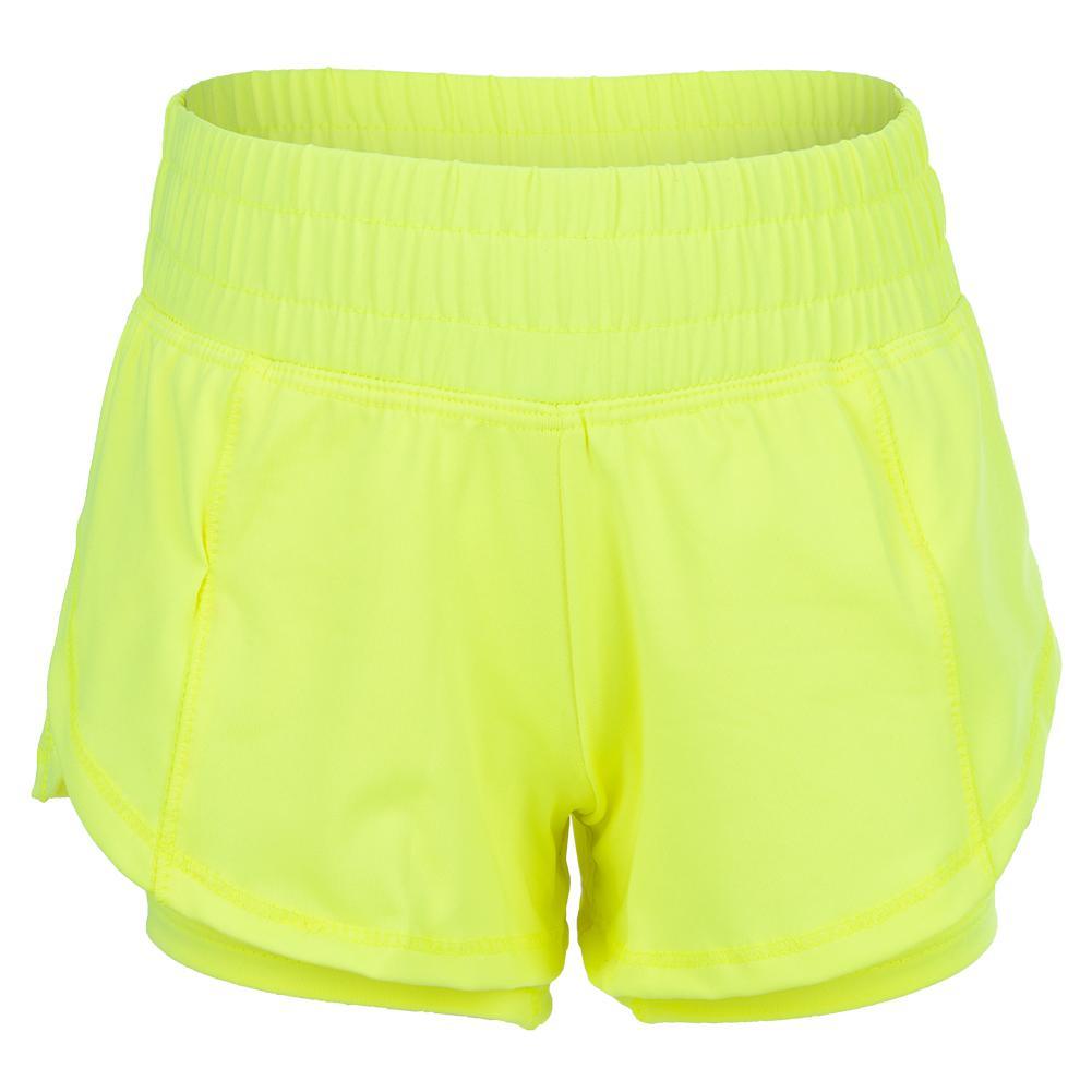 Girls' Match Point Tennis Short Girls Apparel LUCKY IN LOVE Yellow 2XS