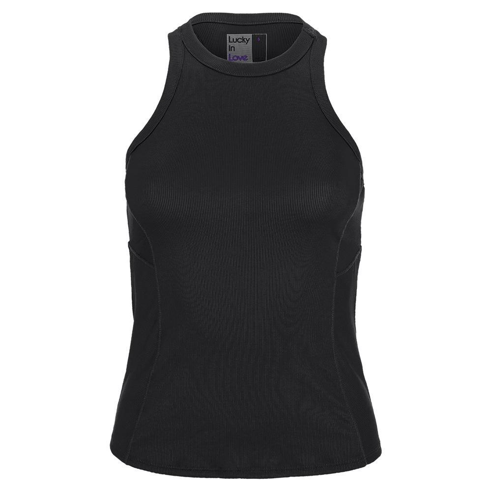 Women's One Love Rib Tennis Tank Womens Apparel LUCKY IN LOVE Black XS