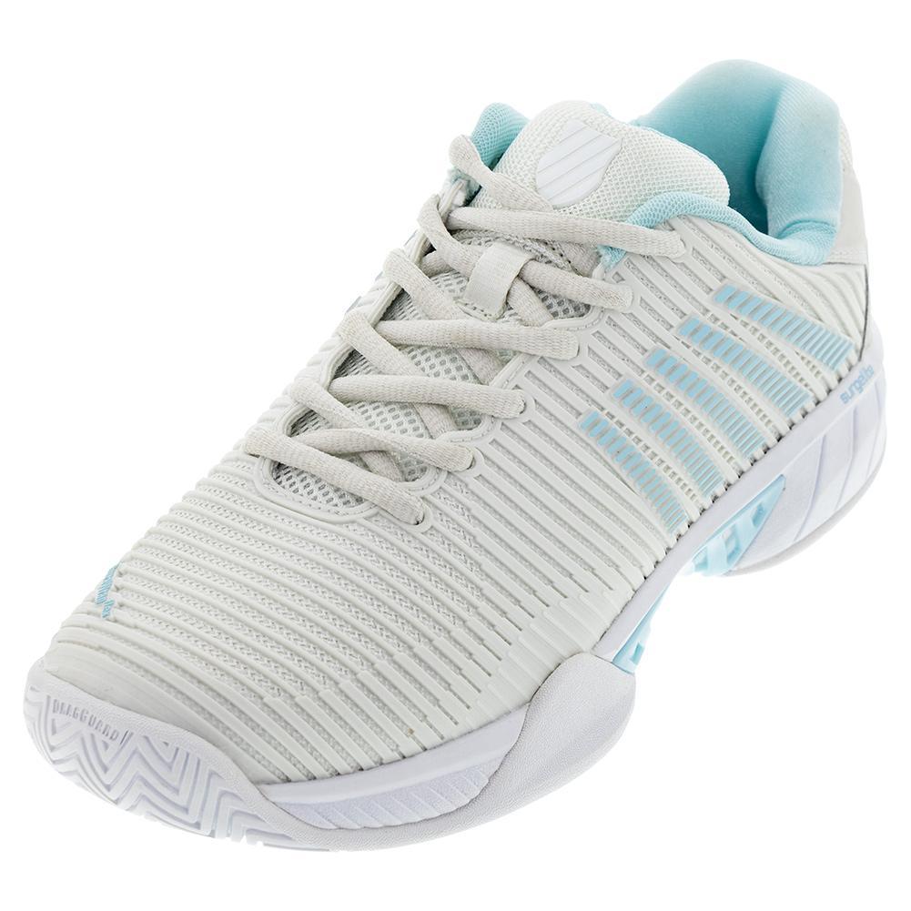 Women's Hypercourt Express 2-Wide Tennis Shoes White and Blue Glow Womens Shoes K-SWISS 5.5