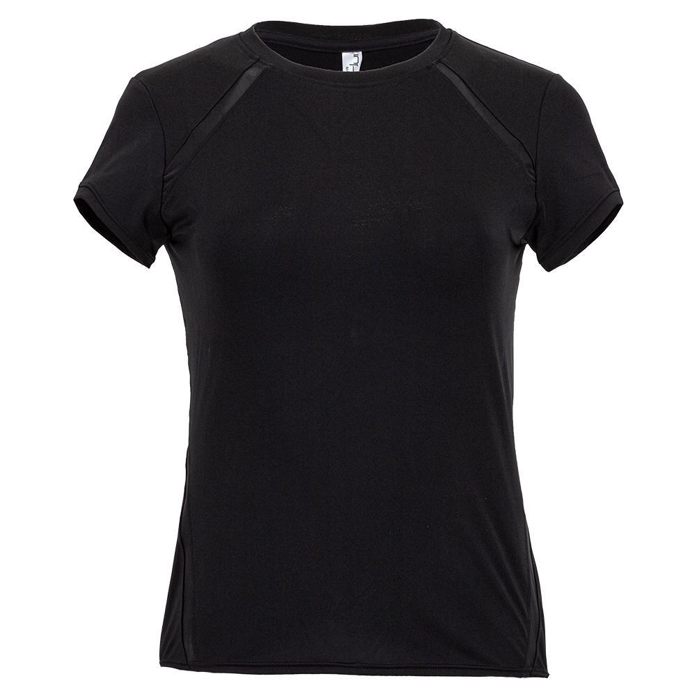 Women's Classic Short Sleeve Tennis Crew Neck Womens Apparel INPHORM Black S