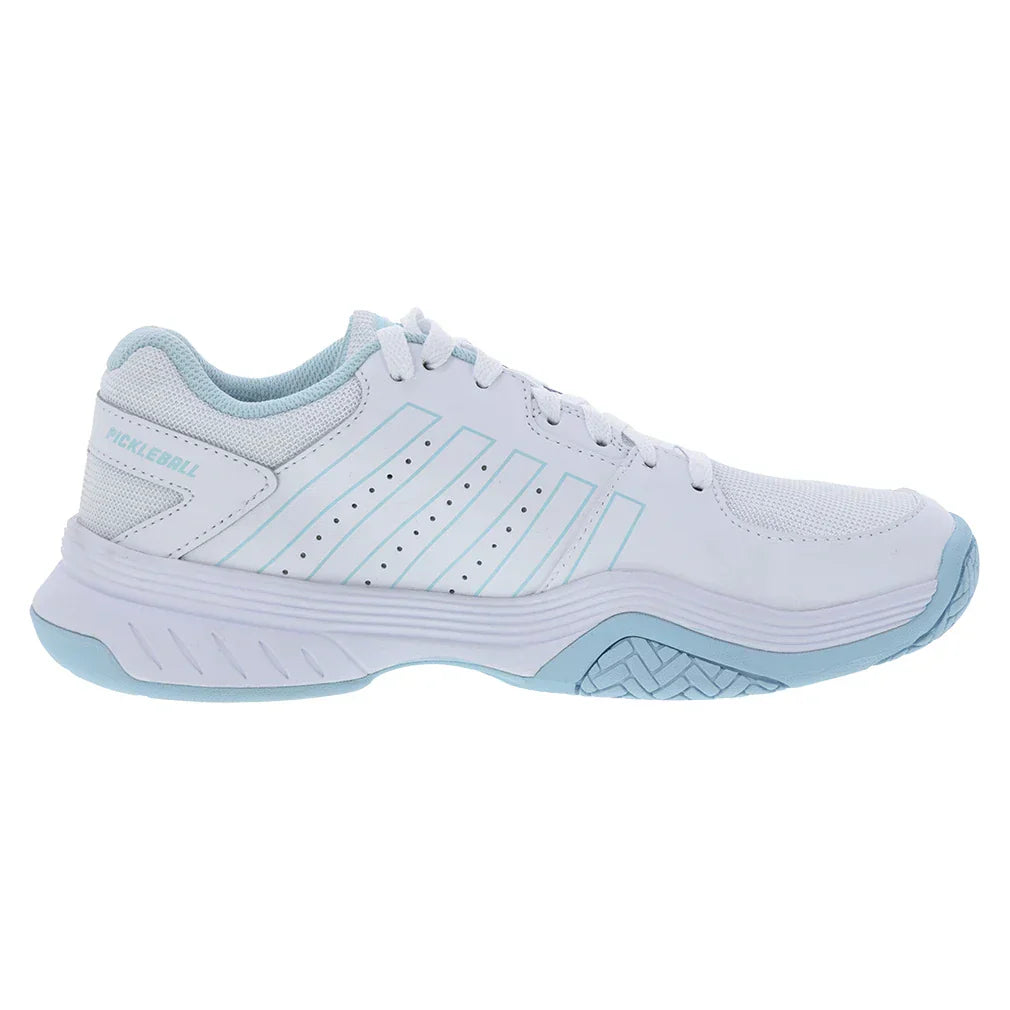 Women's Court Express Pickleball Shoes White and Blue Glow Womens Shoes K-SWISS