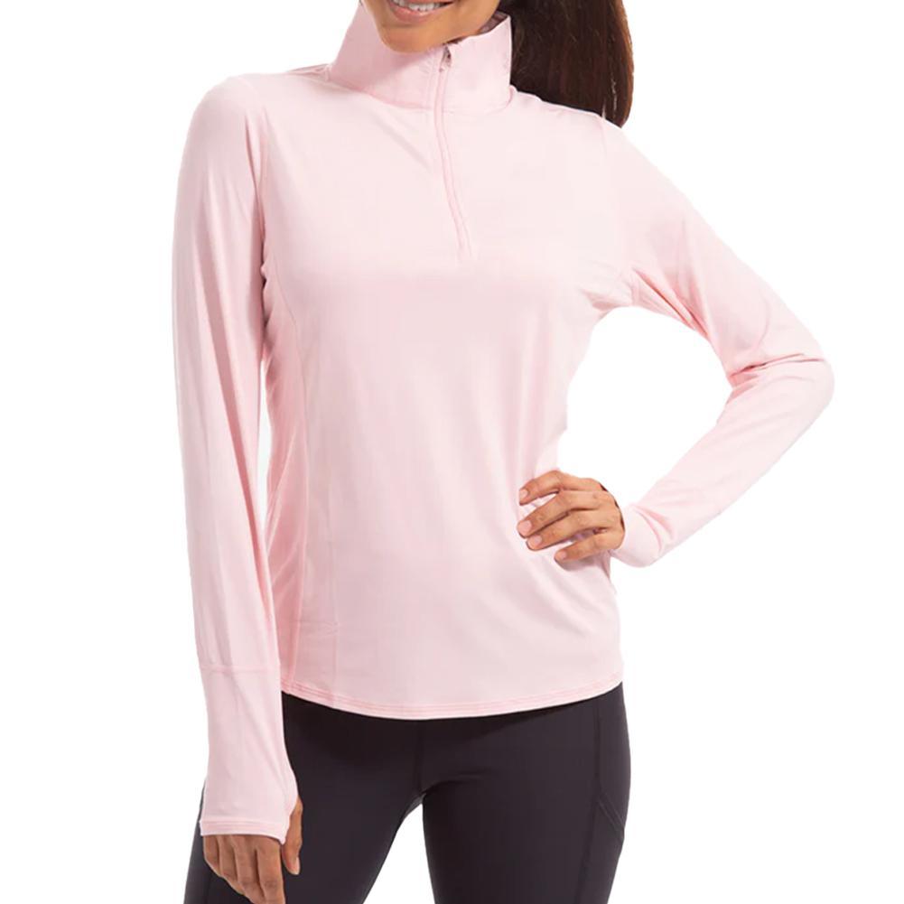Women`s Relaxed Mock Zip Tennis Top WOMENS APPAREL BLOQUV TICKLE_ME_PINK XS