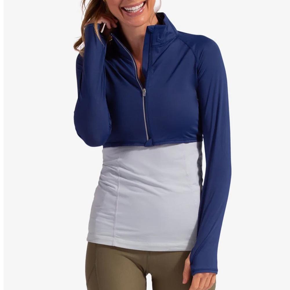 Women`s Full Zip Tennis Crop Top WOMENS APPAREL BLOQUV NAVY XL