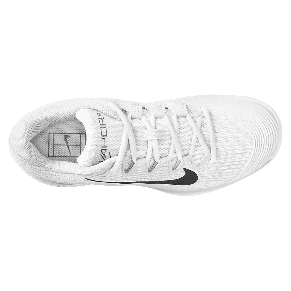 Women`s Zoom Vapor 12 Tennis Shoes White and Black NIKE
