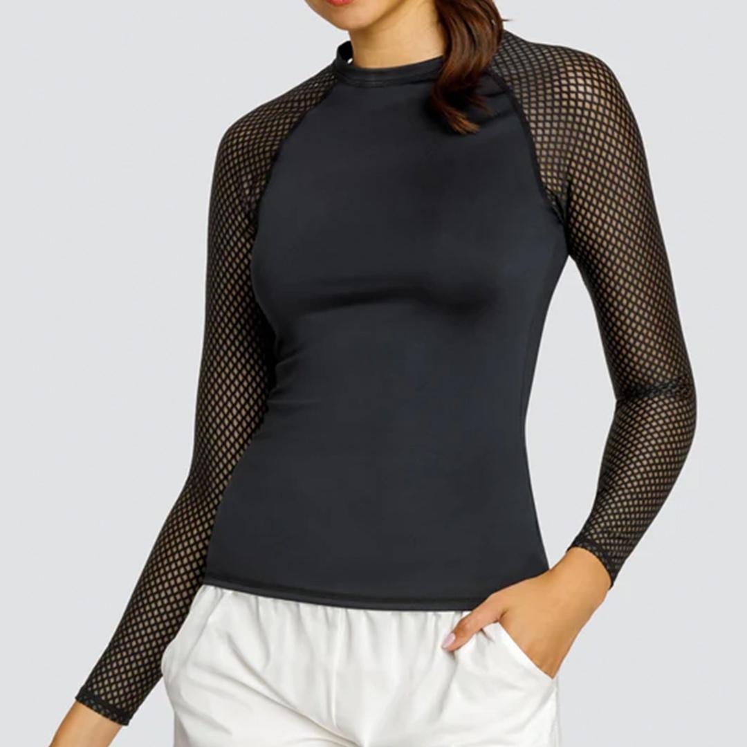 Women's Etta Long Sleeve Tennis Top Onyx Womens Apparel TAIL