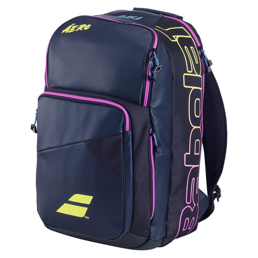 Pure Aero Rafa Tennis Backpack Blue and Yellow Tournament Gear BABOLAT