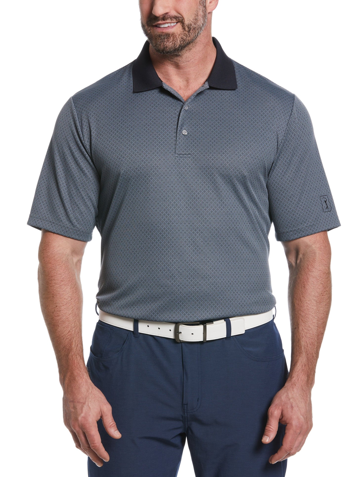Big & Tall Argyle Jacquard Print Golf Polo (Caviar)