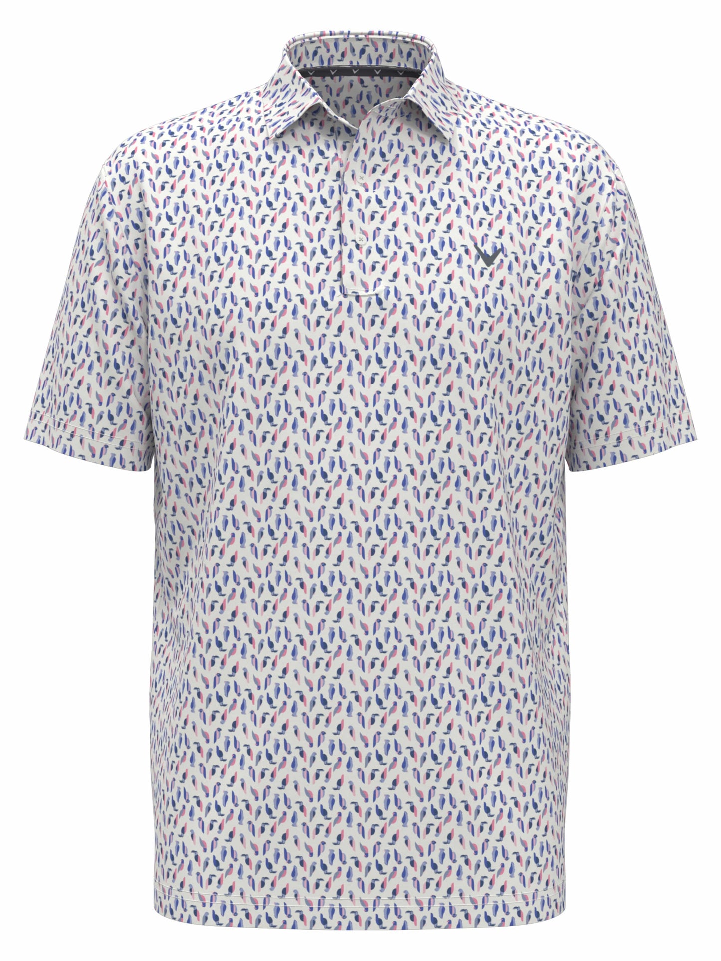 Big & Tall Day All Over Birdie Print Polo (Bright Whit/Regatta)