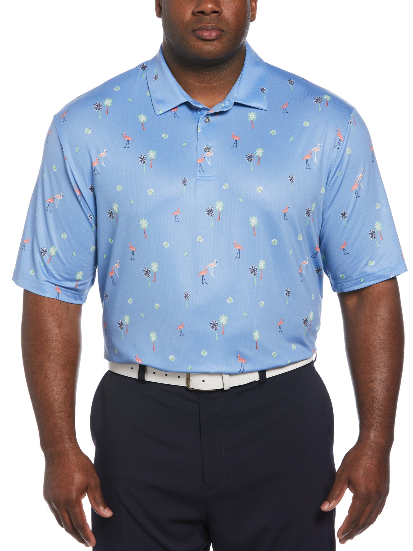 Flamingo Print Golf Polo (Della Robbia Bl)