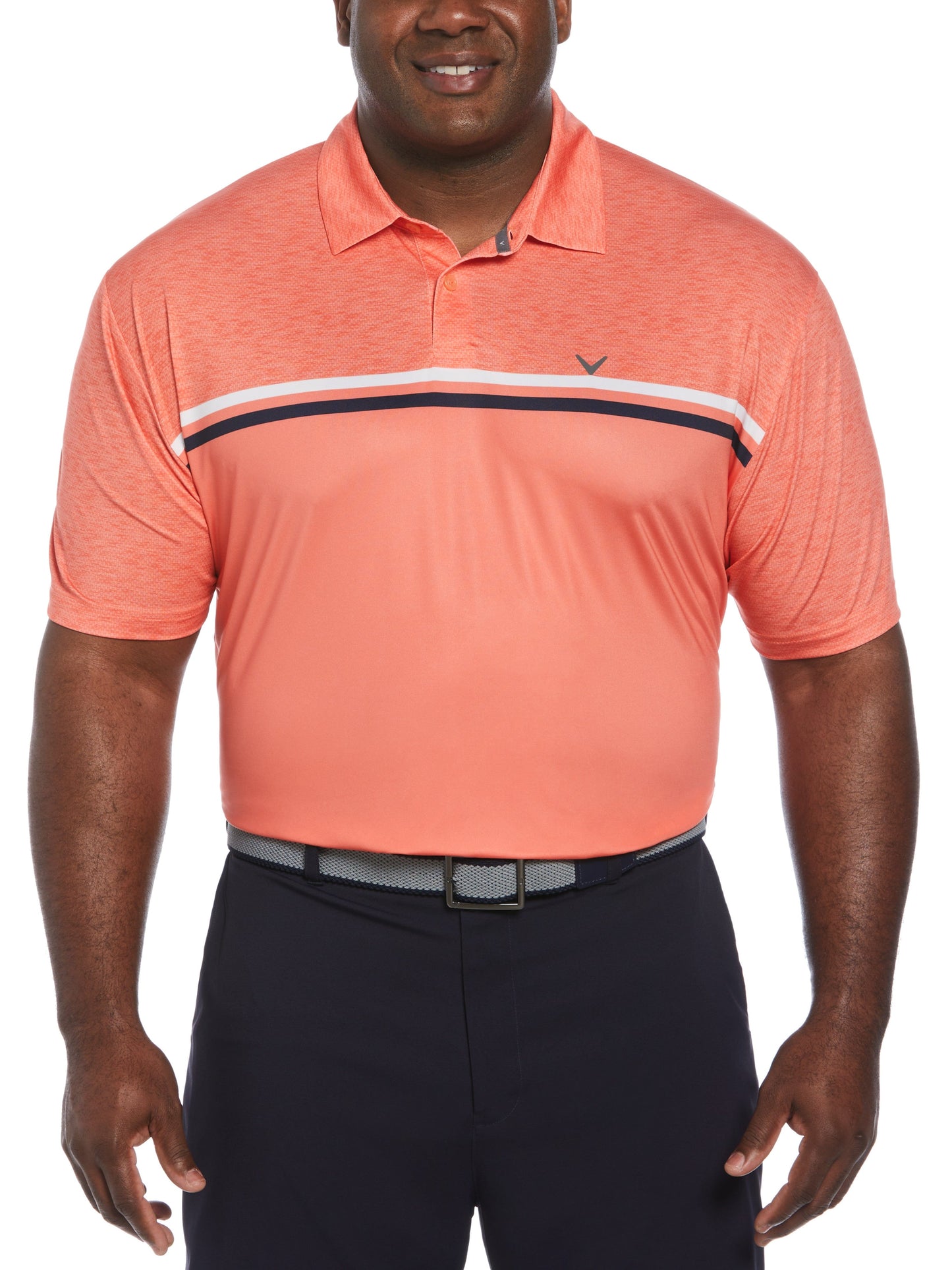 SMU SS ENG. PRINTED SD BLOCK POLO (Living Coral)