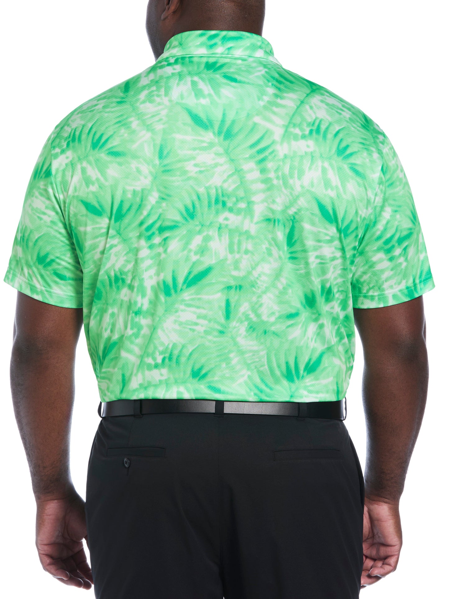 Big & Tall Short Sleeve Tropical Leaf Print Polo
