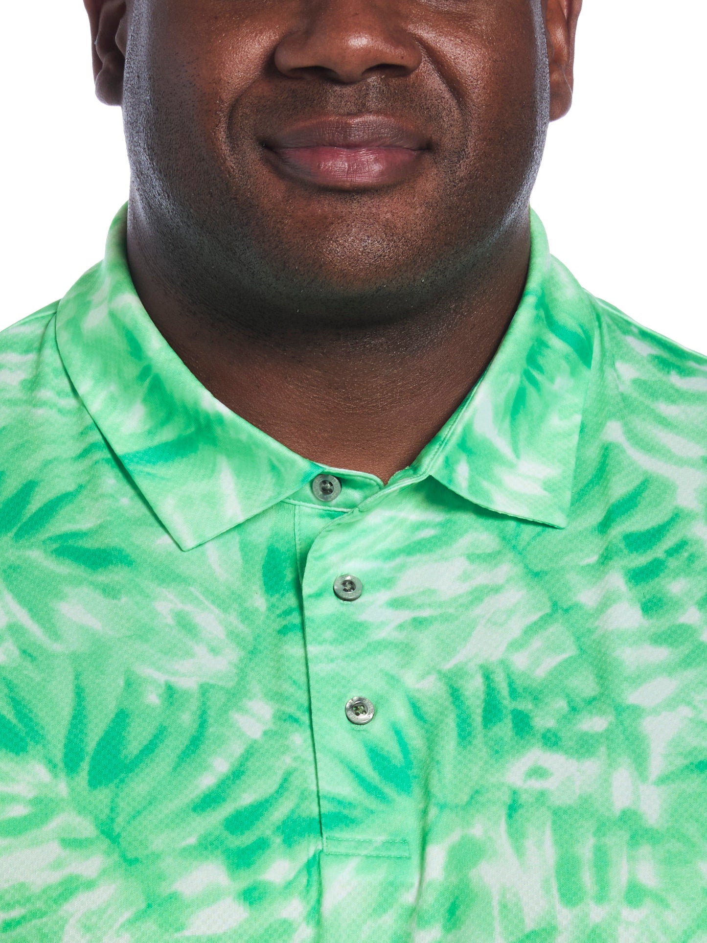 Big & Tall Short Sleeve Tropical Leaf Print Polo
